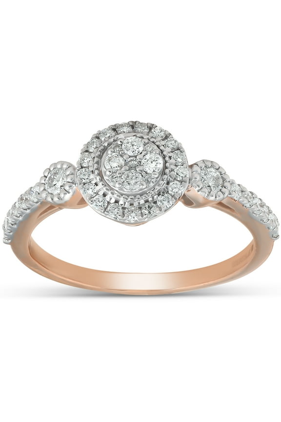 Pompeii 1/2 Ct Diamond Round Halo Vintage Engagement Ring 10k Rose Gold (H,I1-I2)