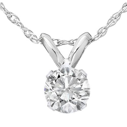 Pompeii 1/2 Ct Diamond Solitaire Pendant Necklace in 14k White Gold (J,I2-I3)