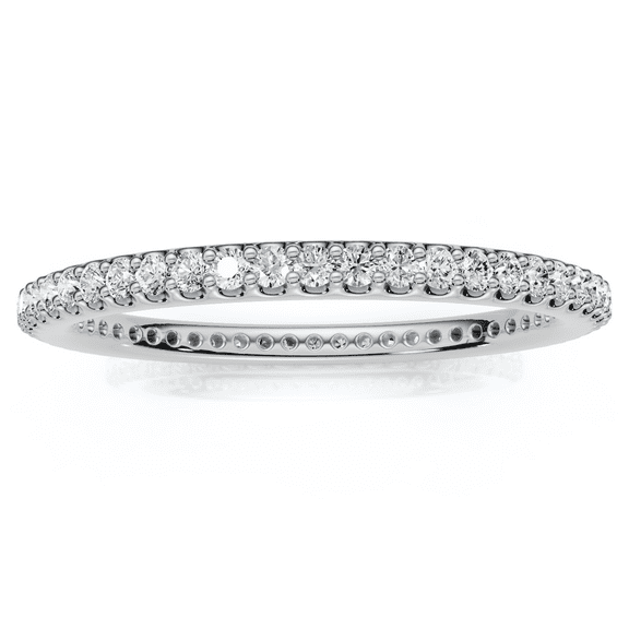 Pompeii 1/2 Ct Lab Grown Diamond EX3 Eternity Ring Womens Bad 14k White Gold