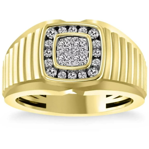 Pompeii 1/2 Ct Mens Diamond Ring Wide Polished Anniversary Band 10k Yellow Gold