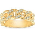 thumbnail image 1 of Pompeii 1/2 Ct Mens Heavy Weight Solid Yellow Gold Curb Chain Diamond Ring Wedding Band, 1 of 5