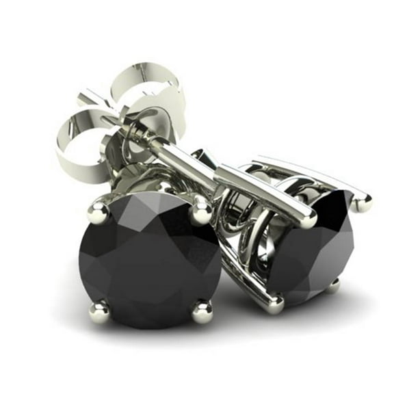 Pompeii 1/2 Ct Round Heat Treated Black Diamond 14K White Or Yellow Gold Stud Earrings in