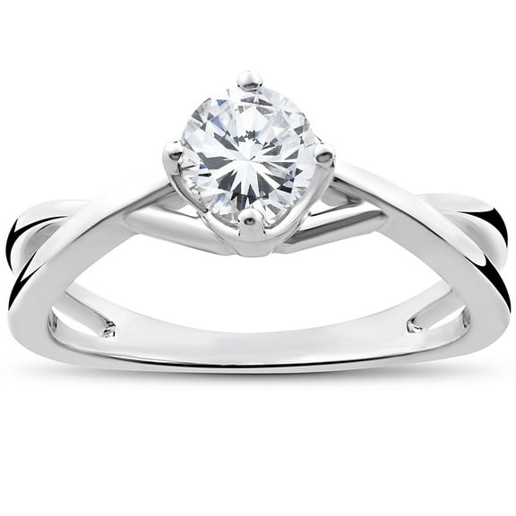 Pompeii 1/2 Ct Round Solitaire Diamond Vintage Engagement Ring 14K White Gold (H/I,I1-I2)
