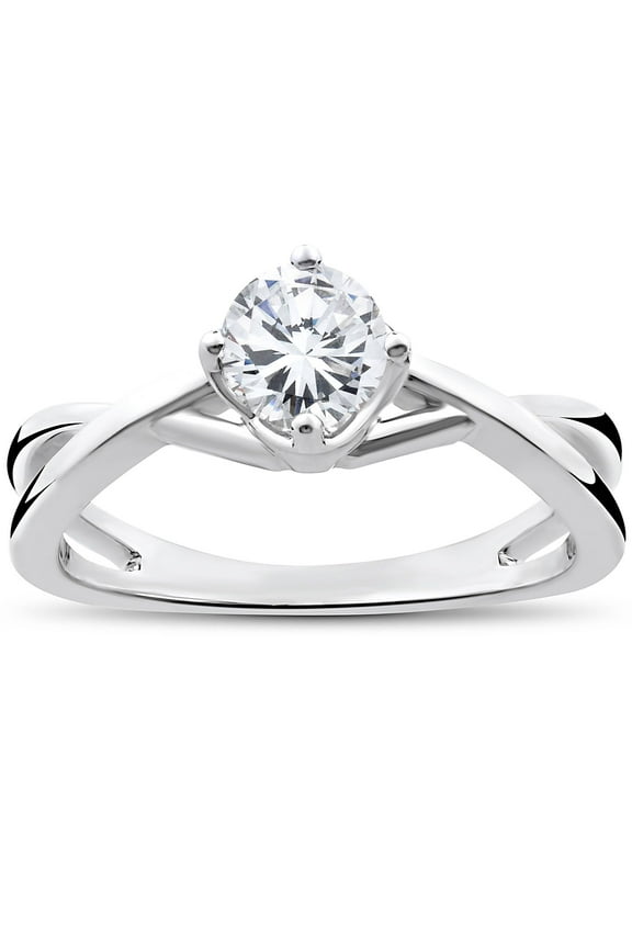 Pompeii 1/2 Ct Round Solitaire Diamond Vintage Engagement Ring 14K White Gold (H/I,I1-I2)