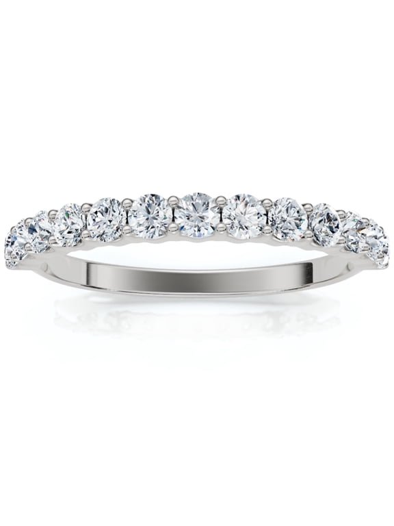 Pompeii 1/2 Ct TDW Diamond Wedding Ring Stackable Womens Anniversary Band 14k White Gold