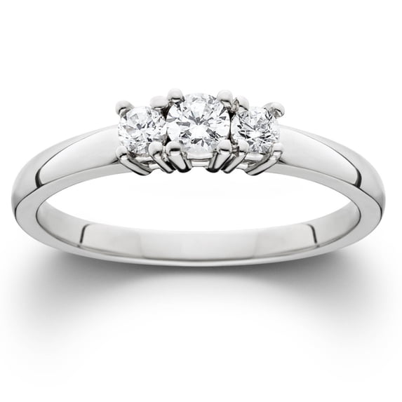 Pompeii 1/2 Ct Three Stone Lab Grown Diamond Engagement Ring 10k White Gold