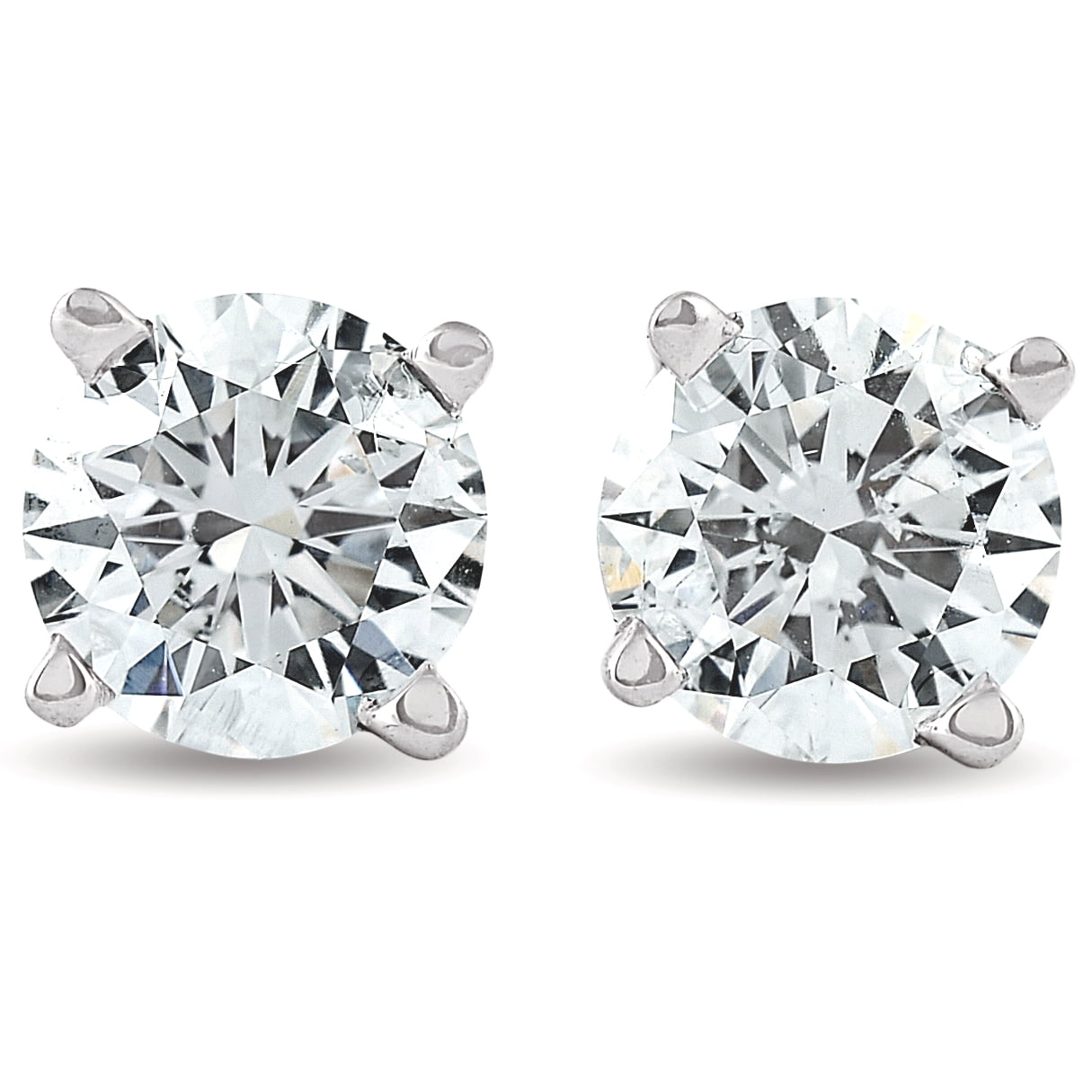 POMPEII3 Pompeii 1.25 ct Solitaire Diamond Stud 4 Prong Earrings 14K White Gold ((F),SI(1)-SI(2))