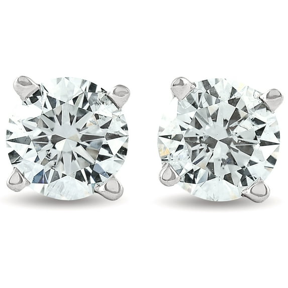 Pompeii 1.25 ct Solitaire Diamond Stud 4 Prong Earrings 14K White Gold ((F),SI(1)-SI(2))