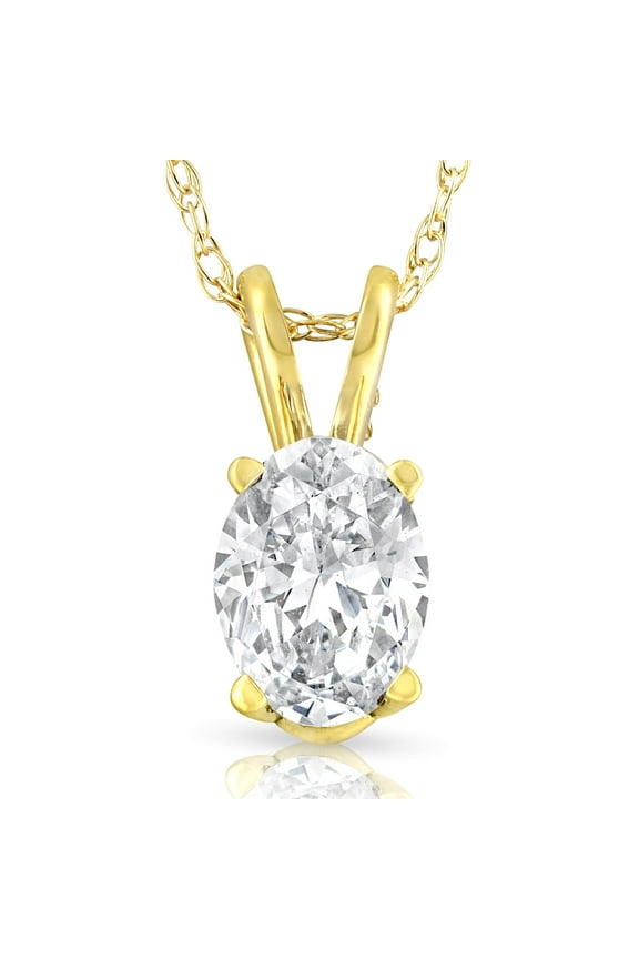 Pompeii 1/2Ct Lab Grown Oval Diamond Solitaire Pendant 14k Gold Necklace ((E),VVS2)