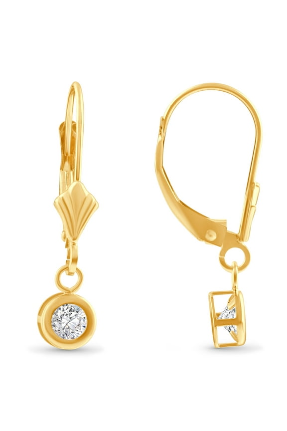 Pompeii 1/2Ct Diamond Lab Grown Dangle Lever Back Hoop Earrings 14k Yellow Gold (FG,VS)