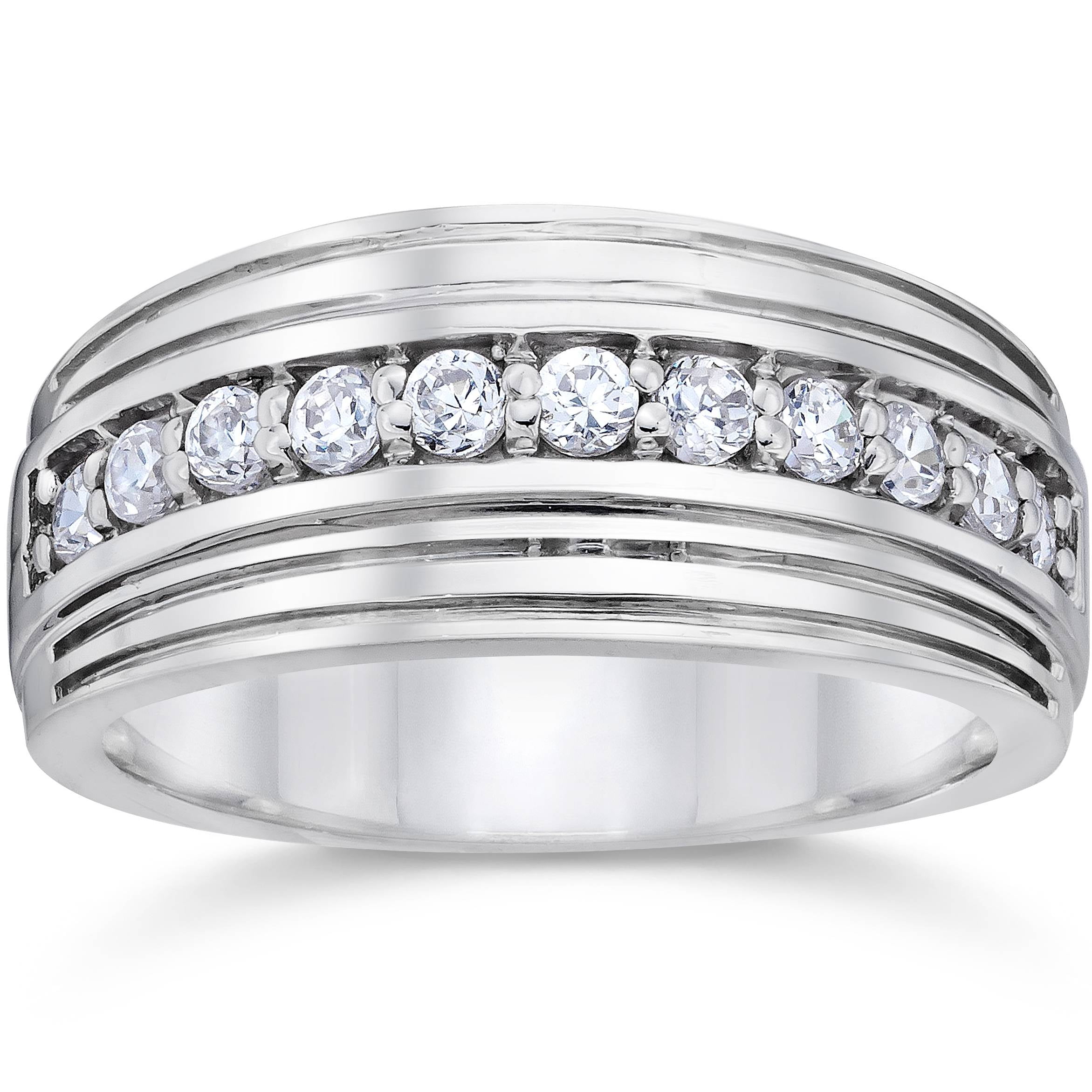 Pompeii 1/2Ct Diamond Men's Wedding Ring White, Yellow, Rose Gold or ...