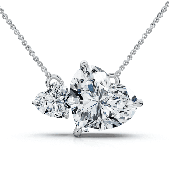Pompeii 1/2Ct Heart Cut Toi Et Moi Forever Us Pendant 14k Gold Lab Grown (E/F,VS1-VS2)