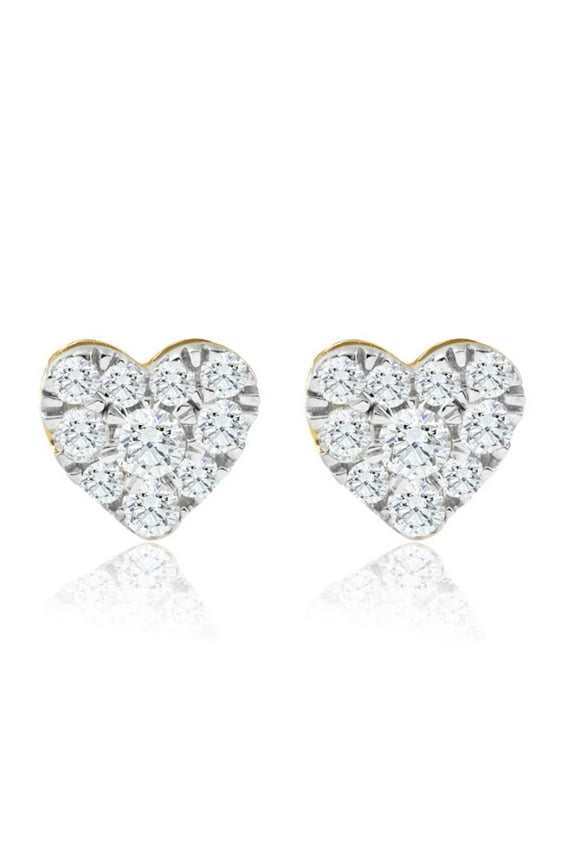 Pompeii 1/2Ct Heart Shape Diamond Studs Yellow Gold Lab Grown 7mm Women's Earrings