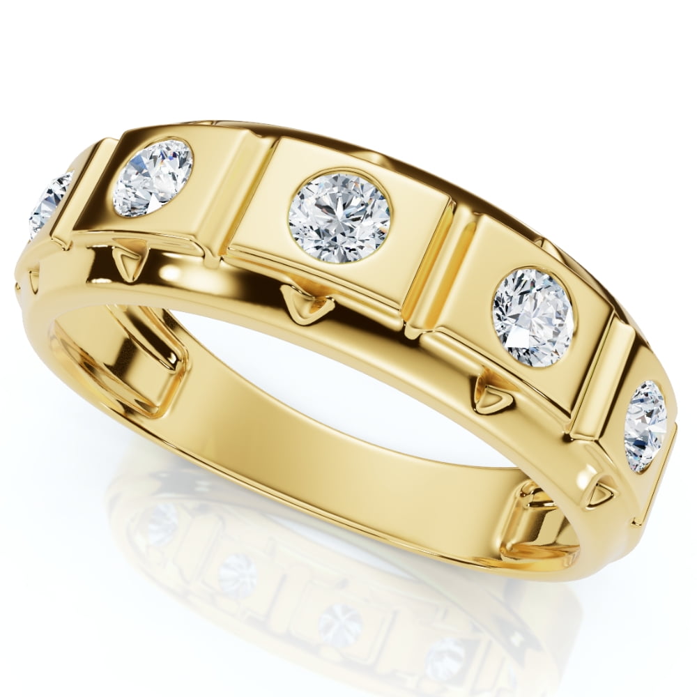 Pompeii 1/2Ct Men's 5-Stone Diamond Ring in 10k Yellow Gold (G/H,I1-I2 ...