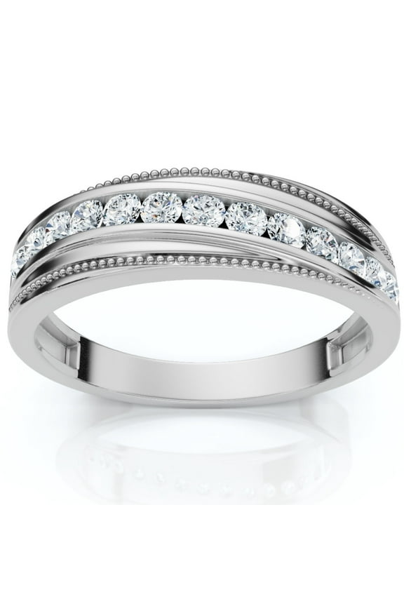 Pompeii 1/2Ct Men's Diamond Wedding Anniversary Ring 10k Gold Lab Grown Channel Set