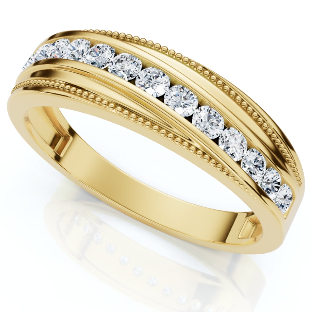 Pompeii 1/2Ct Men's Diamond Wedding Anniversary Ring 10k Gold Lab Grown ...