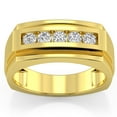 thumbnail image 1 of Pompeii3 1/2Ct Men's Five Stone Diamond Brushed Ring in 14k Yellow Gold (G/H,I1), 1 of 3