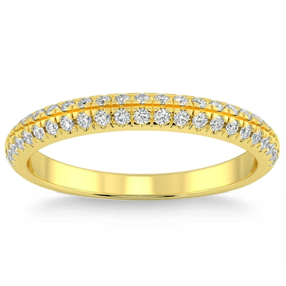 Pompeii 1/2Ct Pave Diamond Wedding Ring 14k Gold Stackable Band Lab Grown (FG,VS1-VS2)