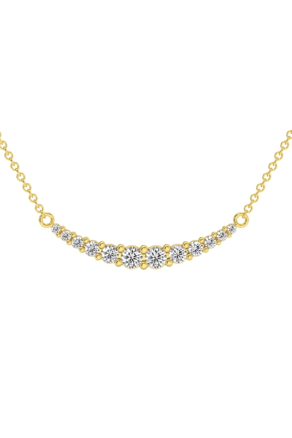 Pompeii 1/2Ct TW Diamond Graduated Bar Necklace 14k Gold Lab Grown Pendant 28mm