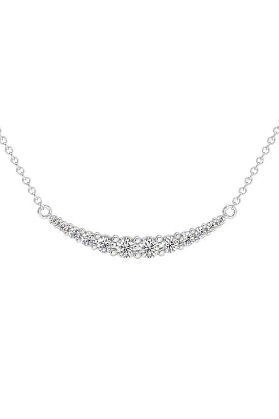 Pompeii 1/2Ct TW Diamond Graduated Bar Necklace 14k Gold Lab Grown Pendant 28mm