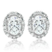POMPEII3 Pompeii 1/2Ct TW Oval Shape Halo Diamond Studs 10k White or Yellow Gold Earrings