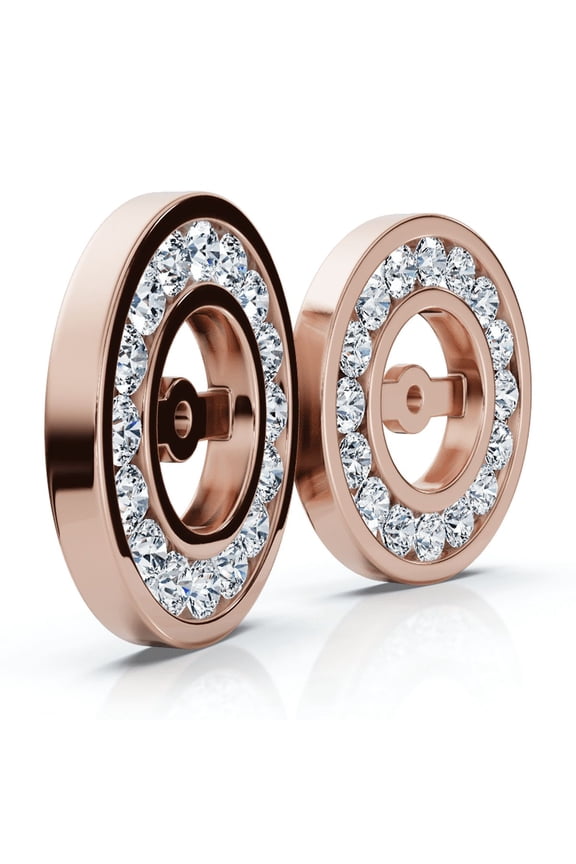 Pompeii 1/2Ct TW Round Diamond Stud Jackets 14k Gold Lab Grown (5.5mm) (F/G,VS1-VS2)