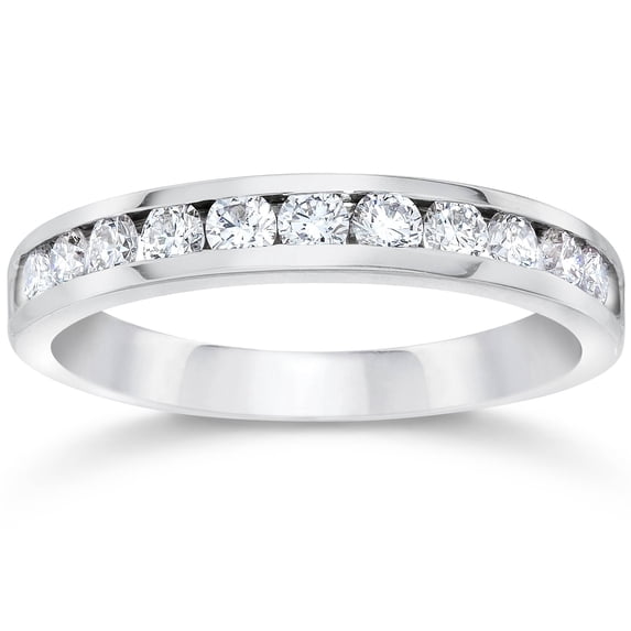 Pompeii 1/2ct 14K White Gold Diamond Wedding Guard Ring Band (G/H,I1)