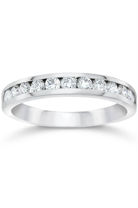 Pompeii 1/2ct 14K White Gold Diamond Wedding Guard Ring Band (G/H,I1)