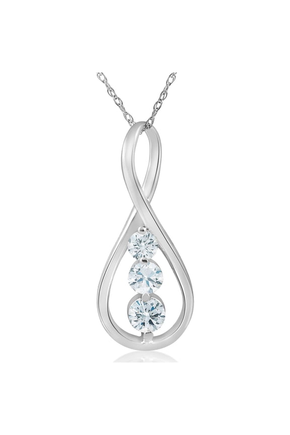 Pompeii 1/2ct 3-Stone Diamond Infinity Pendant 14k White Gold 1" Tall (G/H,I1)