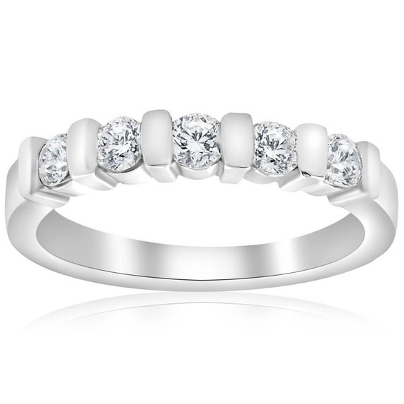 Pompeii 1/2ct 5-Stone Diamond Anniversary Wedding Ring 14K White Gold (G/H,VS)