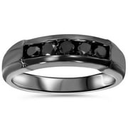 POMPEII3 Pompeii 1/2ct Black Diamond Mens Wedding Band 10K Black Gold (Black,)