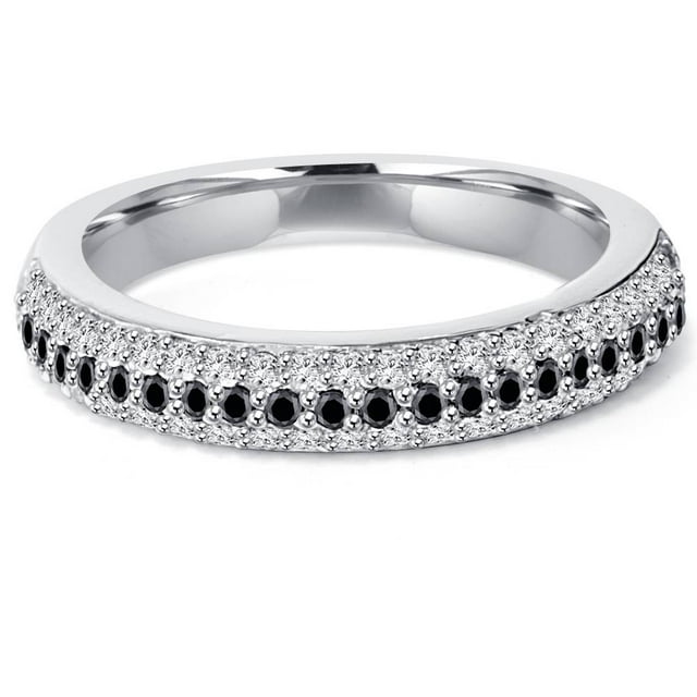 Pompeii 1/2ct Black & White Pave Diamond Wedding Stackable Ring (G/H,I2 ...