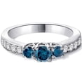thumbnail image 1 of Pompeii 1/2ct Blue Diamond 3-Stone Ring 14K White Gold (G/H,I1), 1 of 2