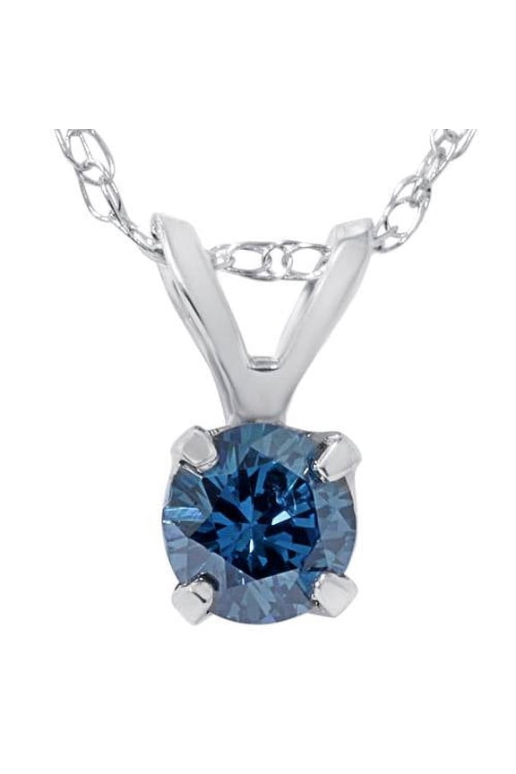 Pompeii 1/2ct Blue Diamond Solitaire Pendant 14K White Gold (Blue,I1)