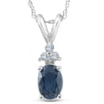 thumbnail image 1 of Pompeii 1/2ct Blue Sapphire Oval Shape & Diamond Pendant 14K White Gold (G,I1), 1 of 5