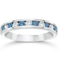 thumbnail image 1 of Pompeii 1/2ct Blue & White Diamond Channel Set Wedding Ring 14K White Gold (Blue,SI2), 1 of 4