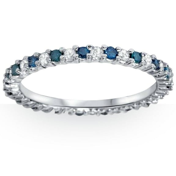 Pompeii 1/2ct Blue & White Diamond Eternity Ring 14K White Gold (Blue,I2-I3)