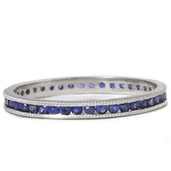 Pompeii 1/2ct Channel Set Sapphire Eternity Ring 14K White Gold (Blue,VS)