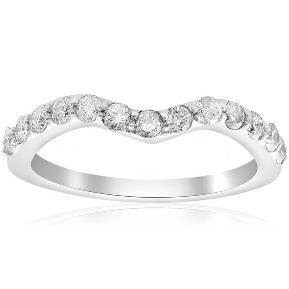 Pompeii 1/2ct Curved Diamond Notched Wedding Ring Enhancer 14K White Gold (G/H,I1-I2)