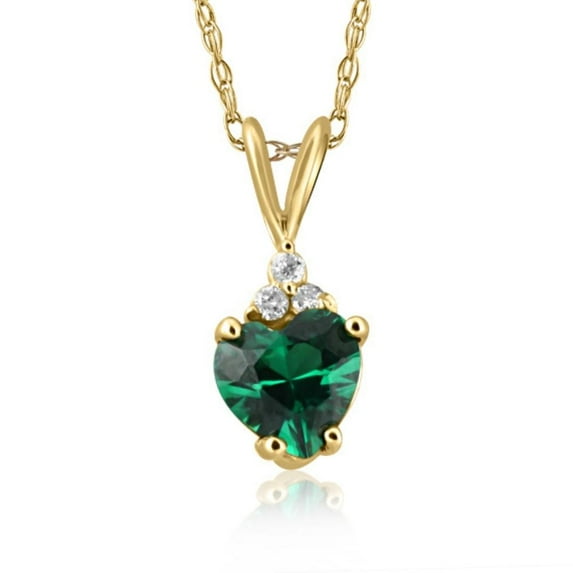 Pompeii 1/2ct Diamond & Emerald Heart Pendant 14K Yellow Gold (G-H,I2-I3)