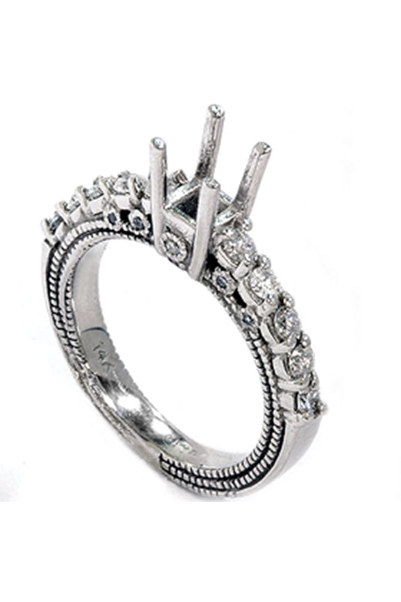 Pompeii 1/2ct Diamond Engagement Semi Mount 14K White Gold Ring Setting (G/H,SI2/SI3)