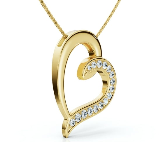 Pompeii 1/2ct Diamond Heart Pendant Gold 18" Necklace Lab Grown (F/G,VS1-VS2)