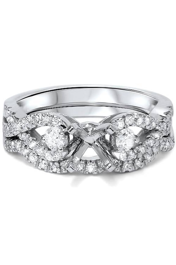 Pompeii 1/2ct Diamond Infinity Style Twist Engagement Setting Set 14K White Gold