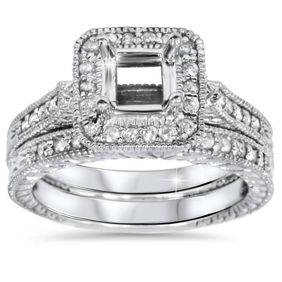Pompeii 1/2ct Diamond Vintage Style Engagement Ring Setting Set (G/H,I1)