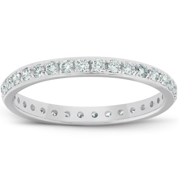 Pompeii 1/2ct Diamond Wedding Ring Womens Eternity Band 10k White Gold (I/J,I2-I3)