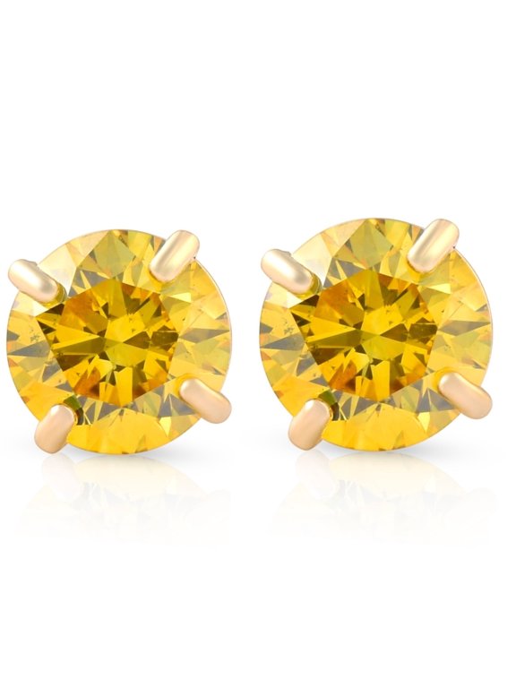 Pompeii 1/2ct Fancy Yellow Diamond Studs 14K Yellow Gold Screw Back Lab Grown Earrings