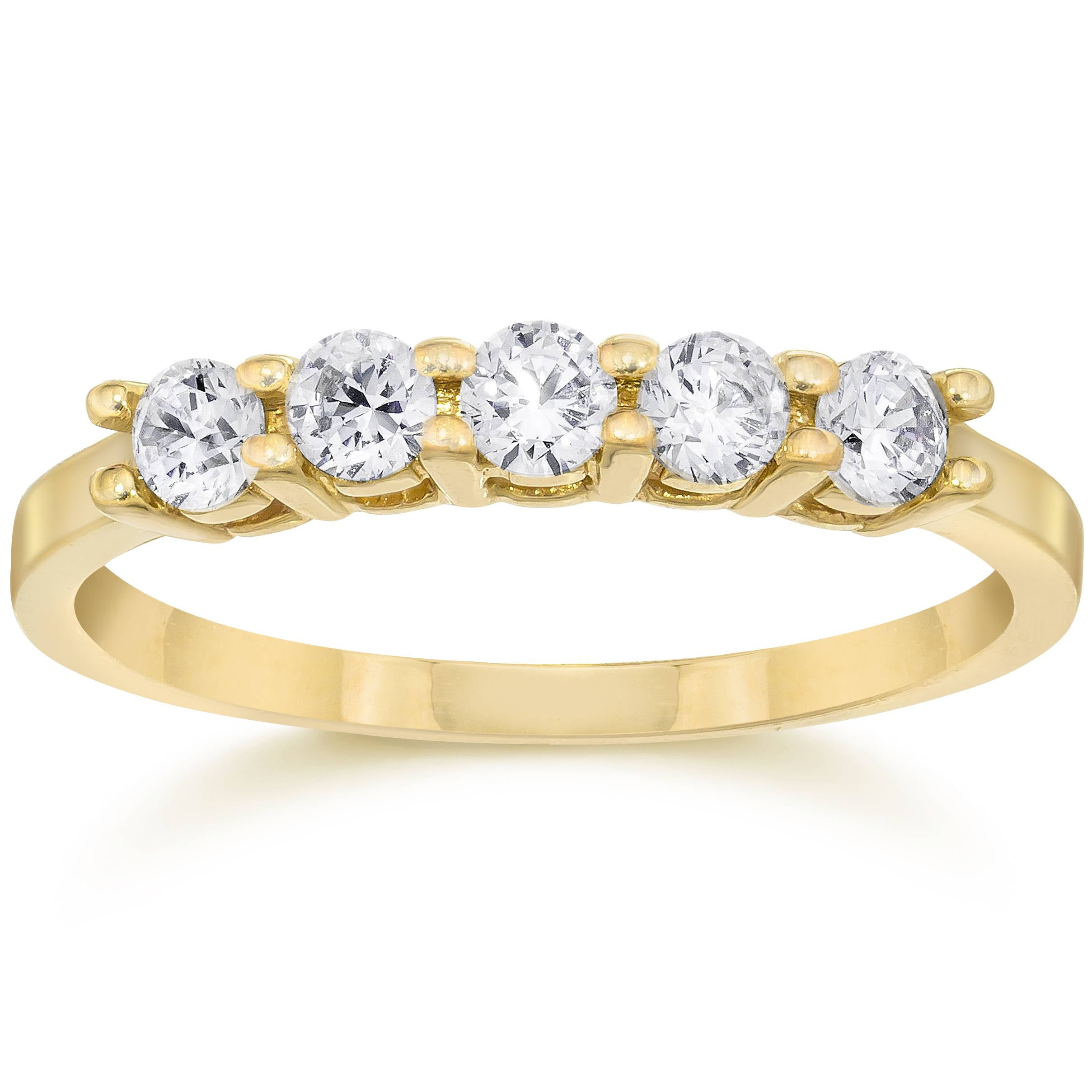 Pompeii 1/2ct Five Stone Diamond Ring 14K Yellow Gold (G/H,I2-I3 ...