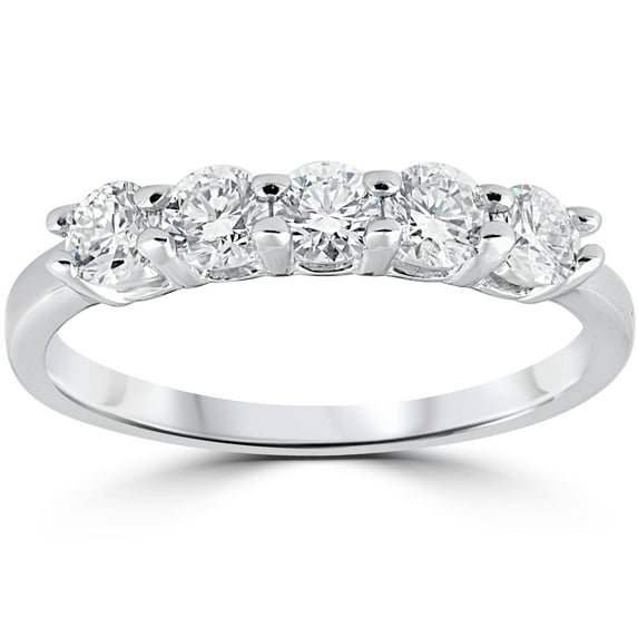 Pompeii 1/2ct Five Stone Diamond Wedding Ring 14K White Gold (G/H,SI2)