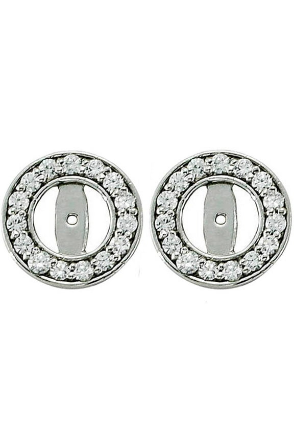 Pompeii 1/2ct Halo Round Diamond Studs Earring Jackets 14K White Gold (3.5-4mm) (G-H,SI)