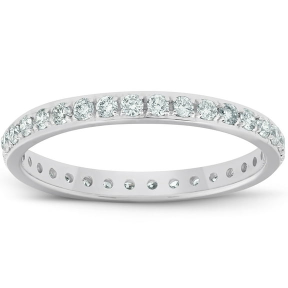 Pompeii 1/2ct Lab Grown Created Diamond Wedding Ring Womens Eternity Band 10k White Gold